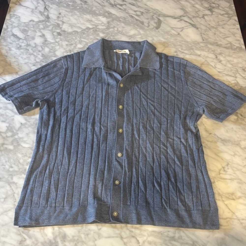 Everlane blue Ribbed Knit polo Top, size medium
